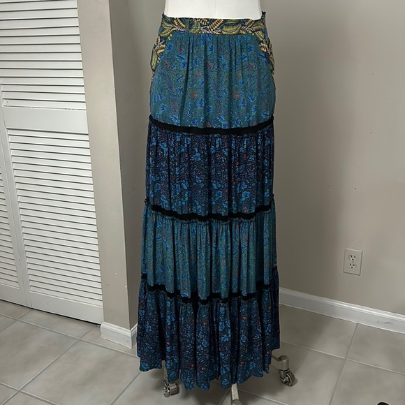 Voyage Silk Blue Maxi Skirt | Boho Luxe Resort Style | Zimmermann LoveShackFancy - Picture 2 of 13